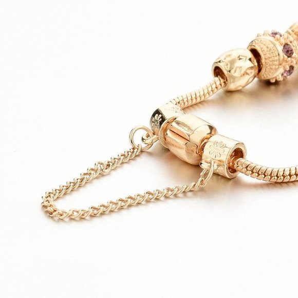 BRAND NEW 8" Gold Heart Charm Crystal Bracelets - Picture 3 of 8